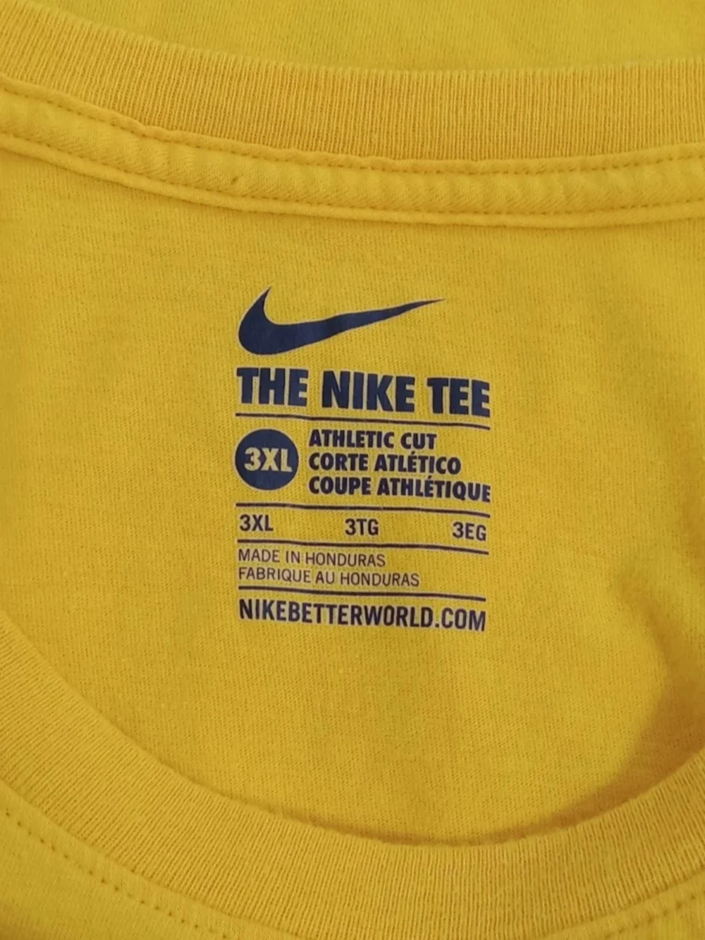 Nike Baylor Yellow T-Shirt with Blue Logo Print